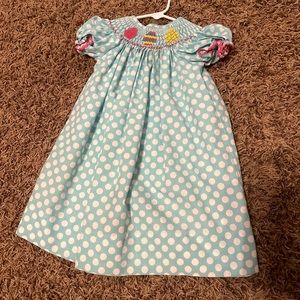 Easter toddler girl smocked dress